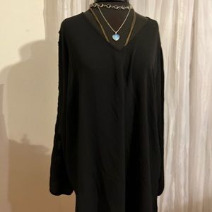 Avenue Black Long Sleeve Crepe Blouse/Cut outs/ size18-20